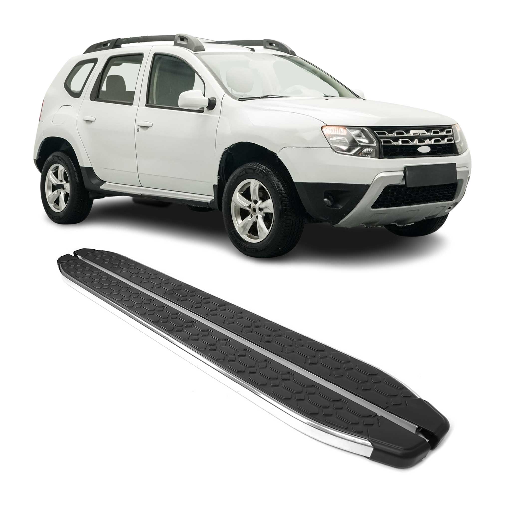Trittbretter Seitenschweller für Dacia Duster 2010-2018 Edelstahl Schwarz Silber