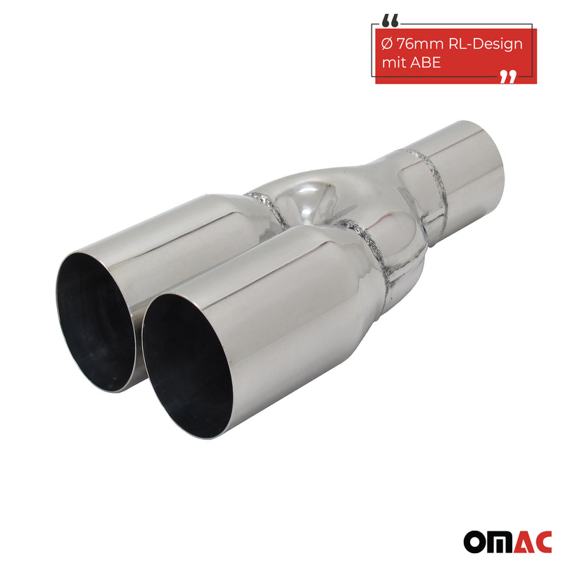 Auspuff Endrohr Edelstahl Y 2x76mm RL-Design Endschalldämpfer mit ABE
