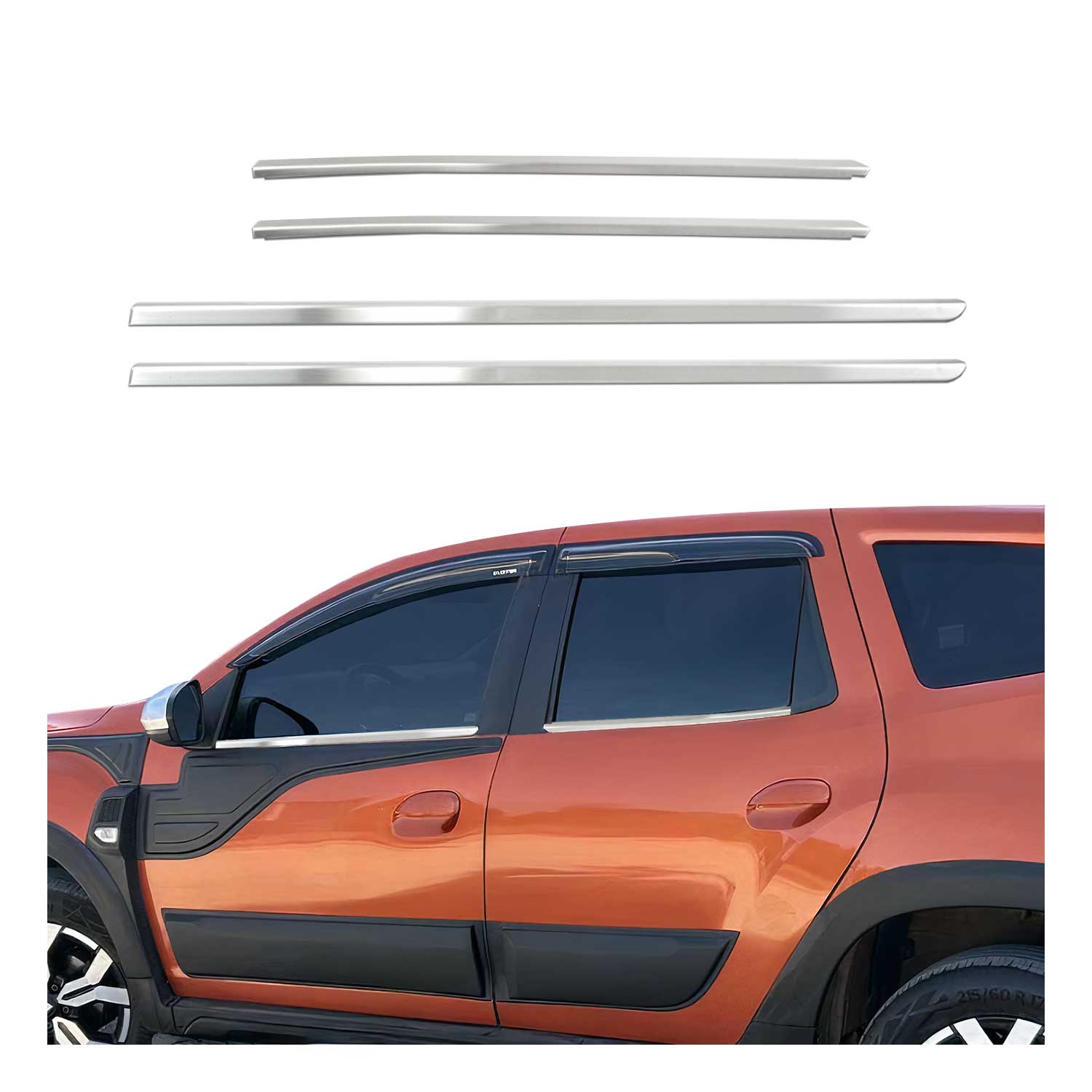 Fensterleisten Zierleisten für Dacia Duster 2018-2021 Gebürstet Chrom 4tlg