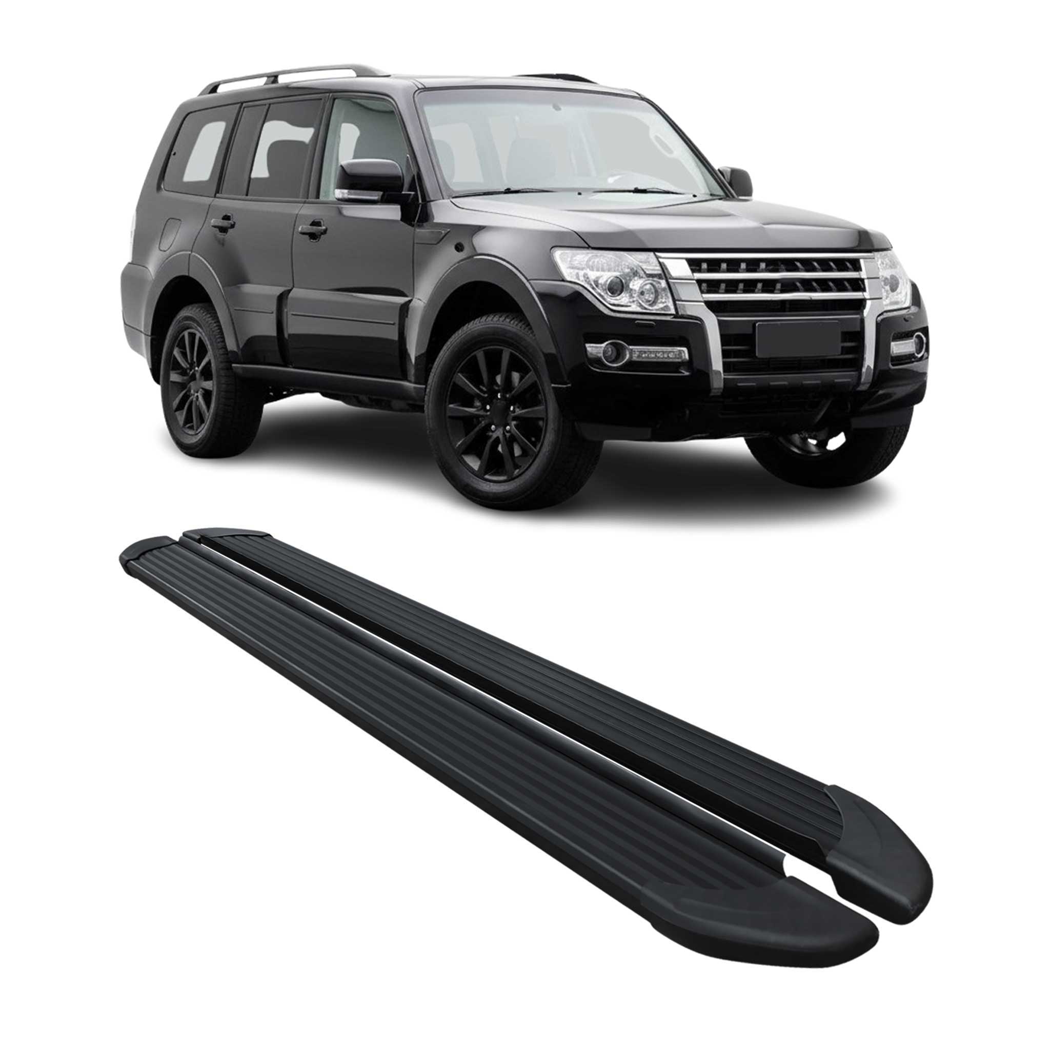 Seitenschweller Trittbretter Schweller für Mitsubishi Pajero 2006-21 Alu Schwarz