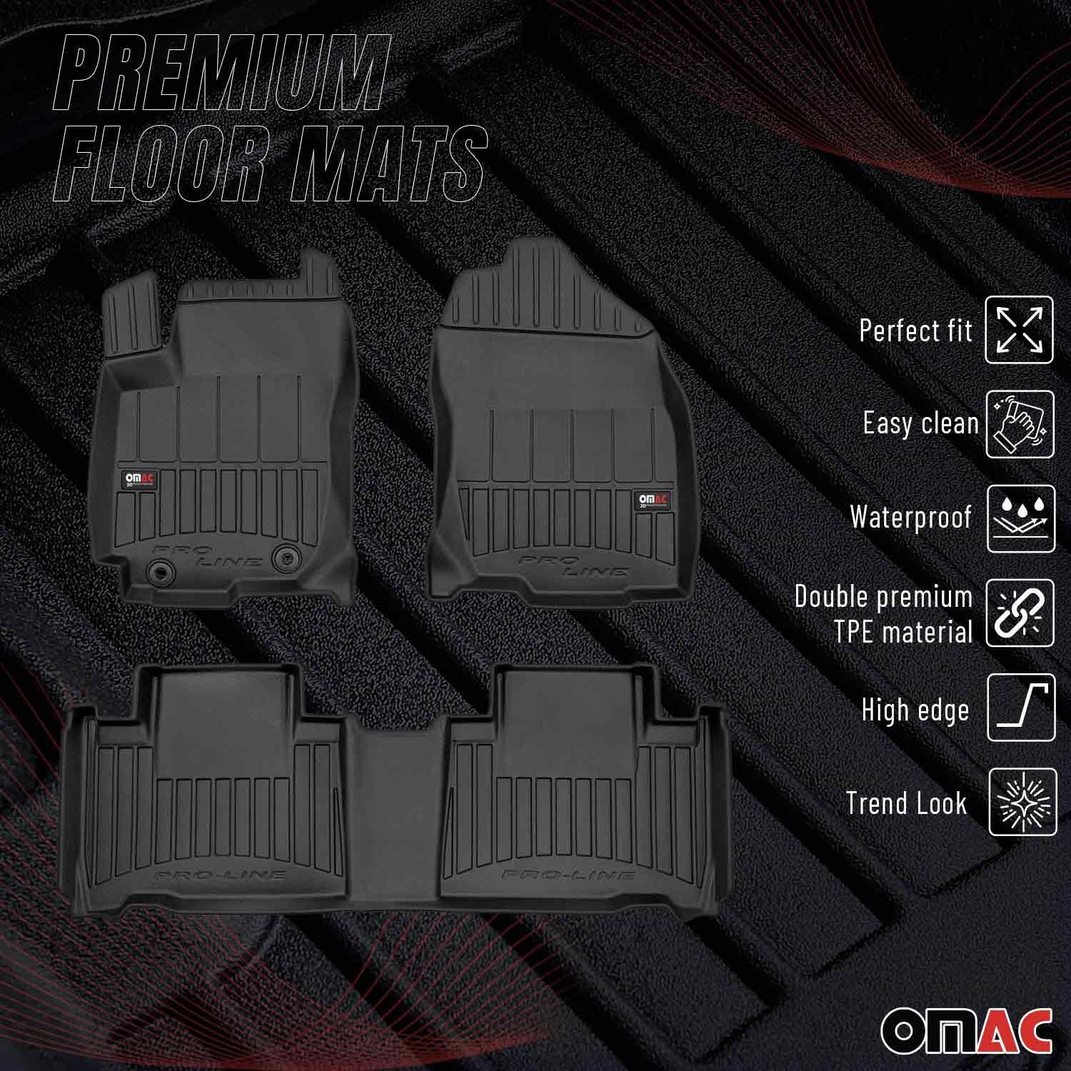 OMAC Gummi Fußmatten für Toyota RAV4 2015-2018 Hybrid Premium Gummi Schwarz 4tlg