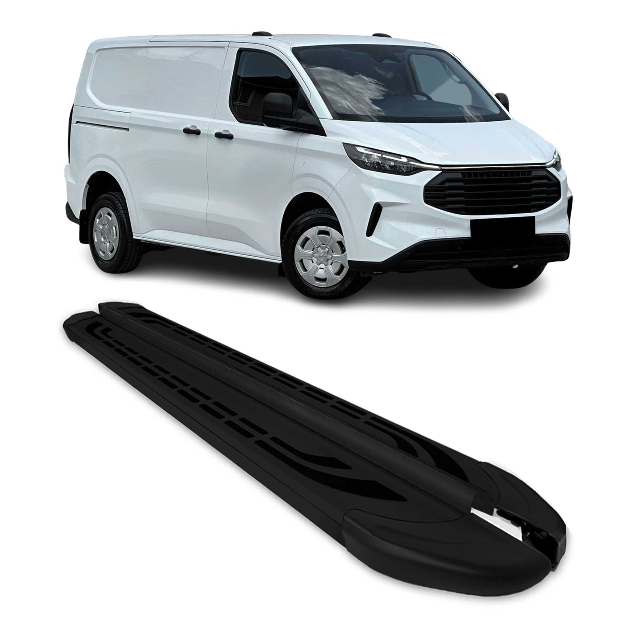 Trittbretter Seitenschweller für Ford Transit Custom 2023-2026 L1 Schwarz 2 tlg