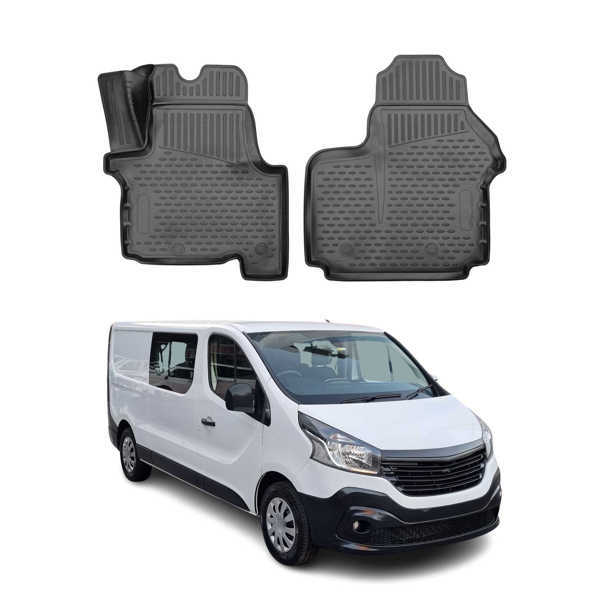 OMAC Gummimatten Fußmatten für Fiat Talento 2014-2024 TPE Automatten Schwarz 2x