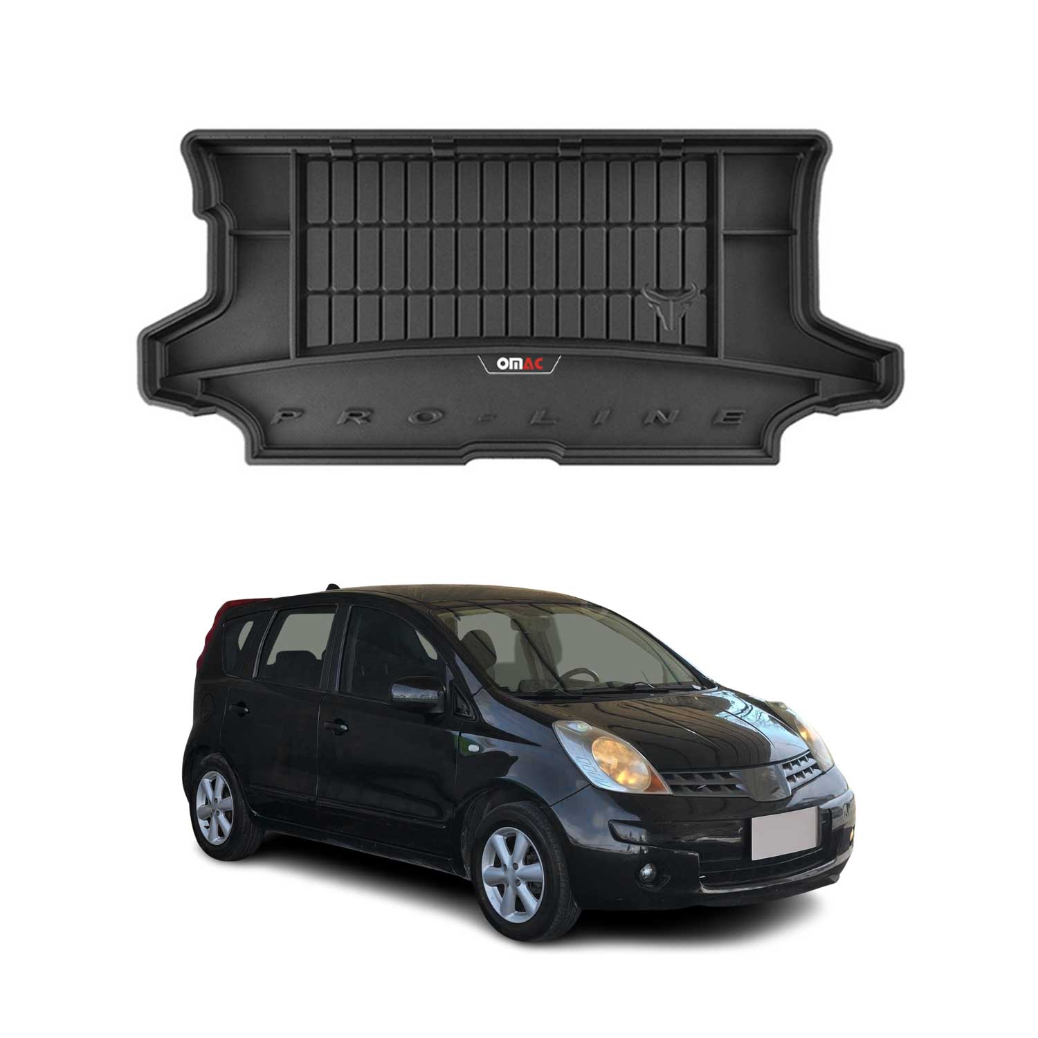 OMAC Gummi Kofferraumwanne für Nissan Note 2006-2012 TPE Laderaumwanne Schwarz