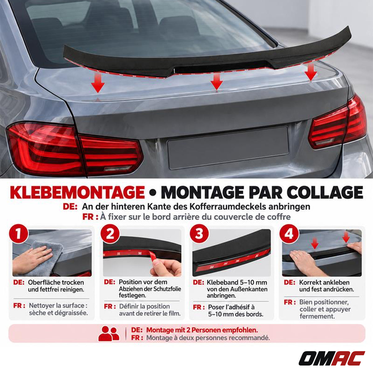 JOM Heckspoiler Dachspoiler für BMW 3er (F30) Limo 2011-2019 schwarz glänzend
