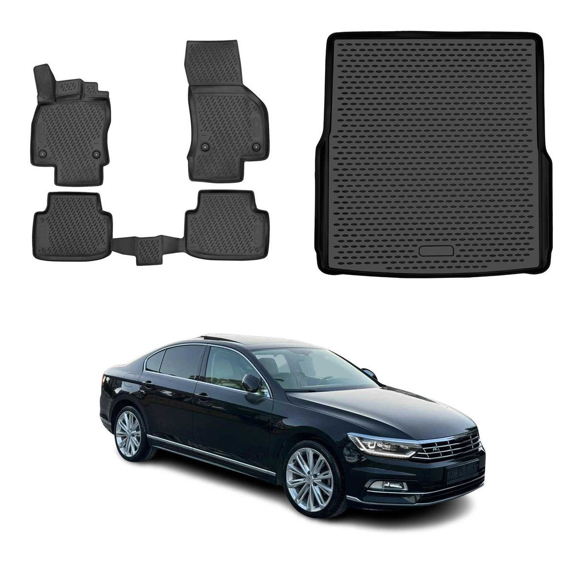 Fußmatten & Kofferraumwanne Set für VW Passat B8 Variant 2019-2023 Facelift