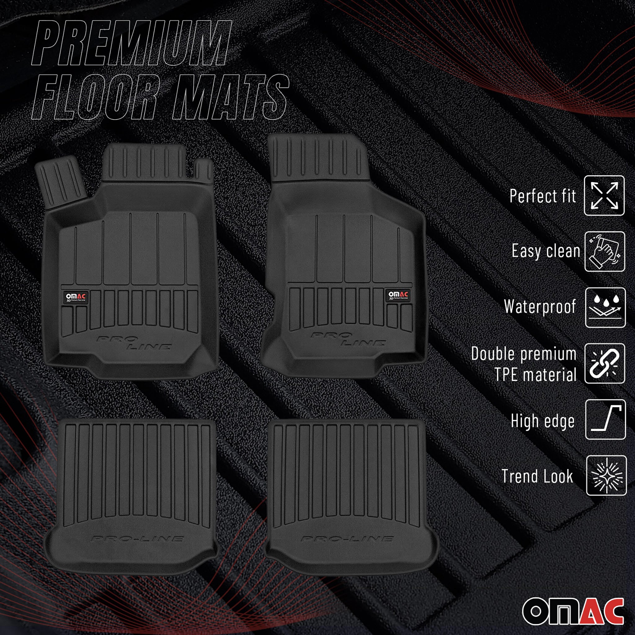 OMAC Gummi Fußmatten für VW New Beetle 1998-2010 Premium TPE Automatten 4tlg