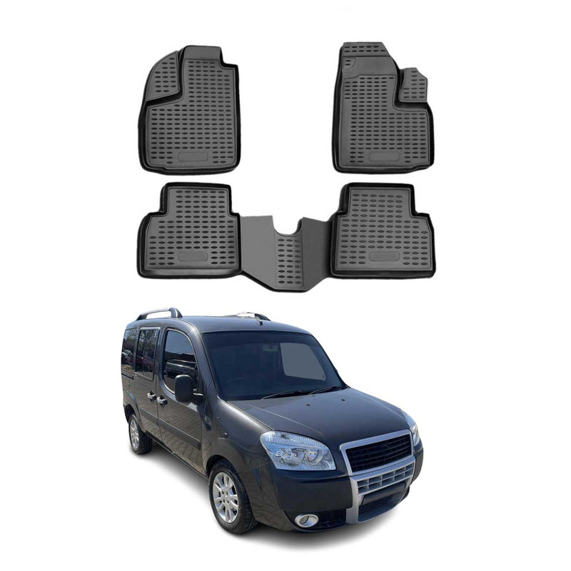 OMAC Gummimatten Fußmatten für Fiat Doblo 2000-2010 TPE Automatten Schwarz 4x