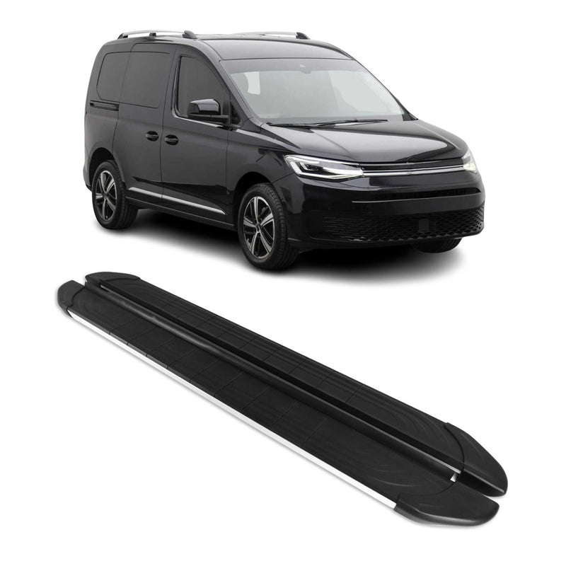 Trittbretter Seitenschweller für VW Caddy 2020-2024 L1 Kurzer Schwarz Silber 2x