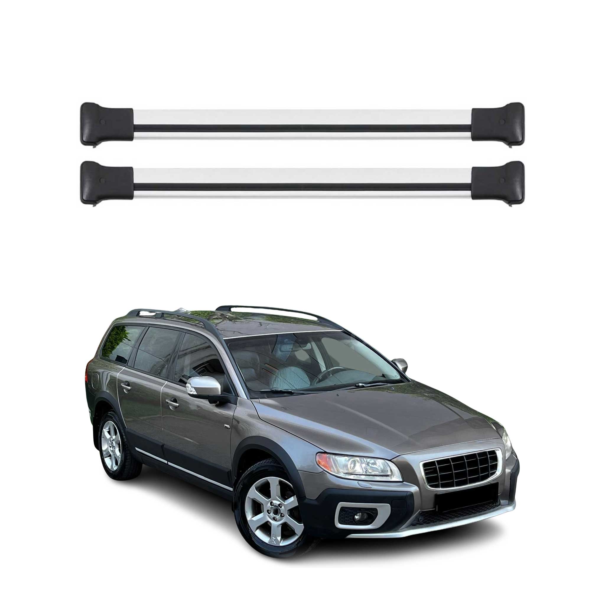 Dachträger Grundtäger für Volvo XC70 2008-2016 75kg Aluminium Silber 2 tlg