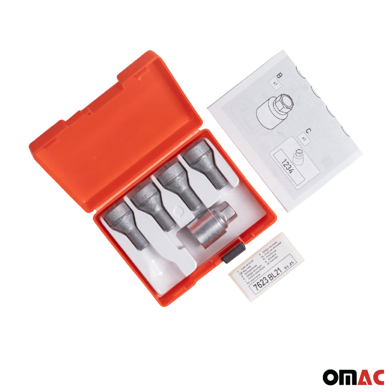 Radschloss Satz für MINI Mini/ Mini station ab 2006 Silber 4tlg M14x1.25