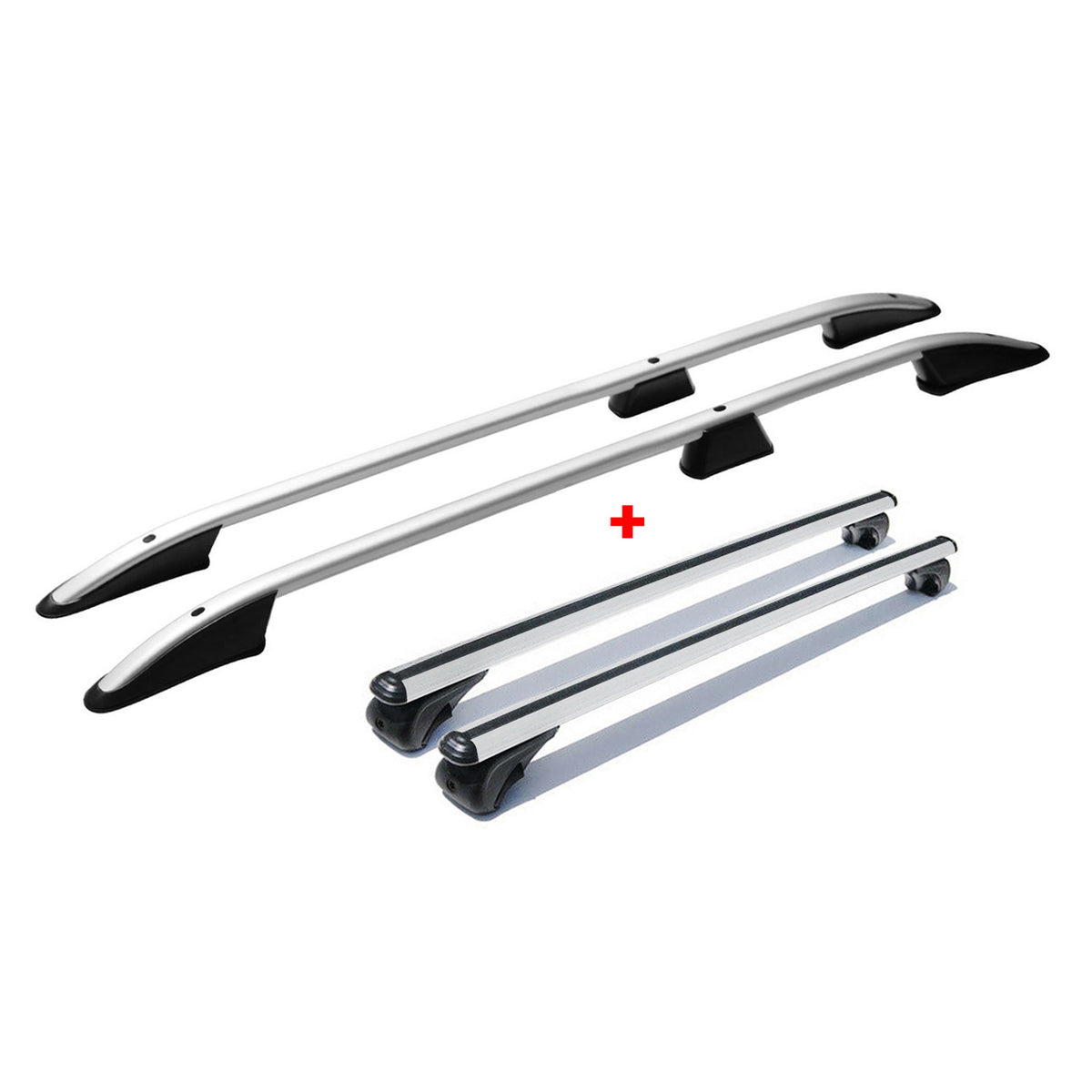 Dachreling + Dachträger SET für VW T6 T6.1 Transporter L1 Aluminium Silber 4tlg