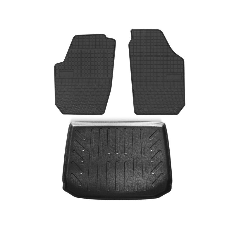 Fußmatten & Kofferraumwanne Set für Skoda Roomster 2006-2015 Gummi Schwarz 3x