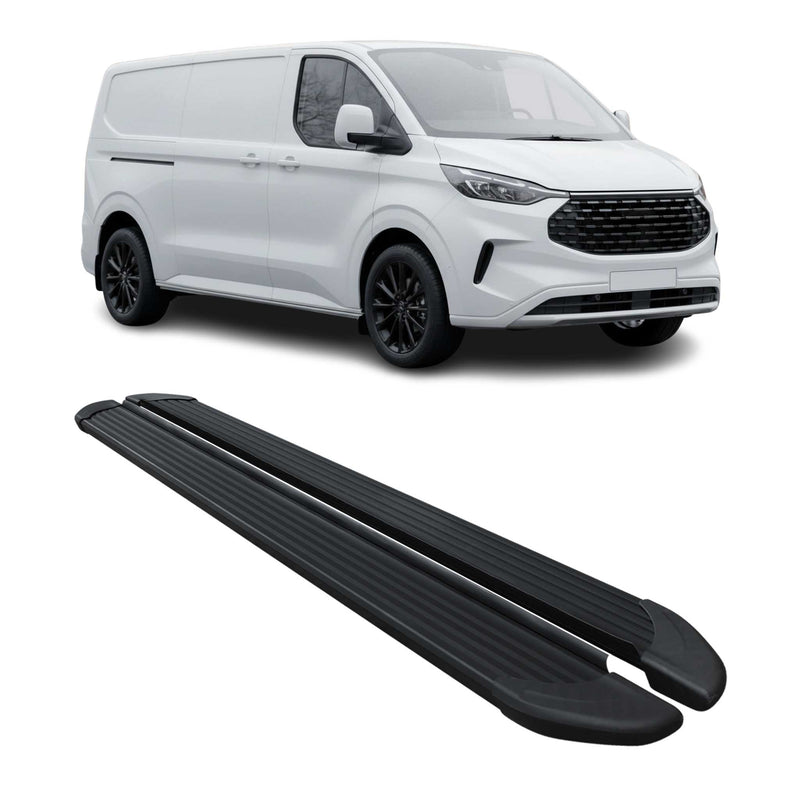 Trittbretter Seitenschweller für Ford Tourneo Custom 2023-2025 L2 Alu Schwarz 2x