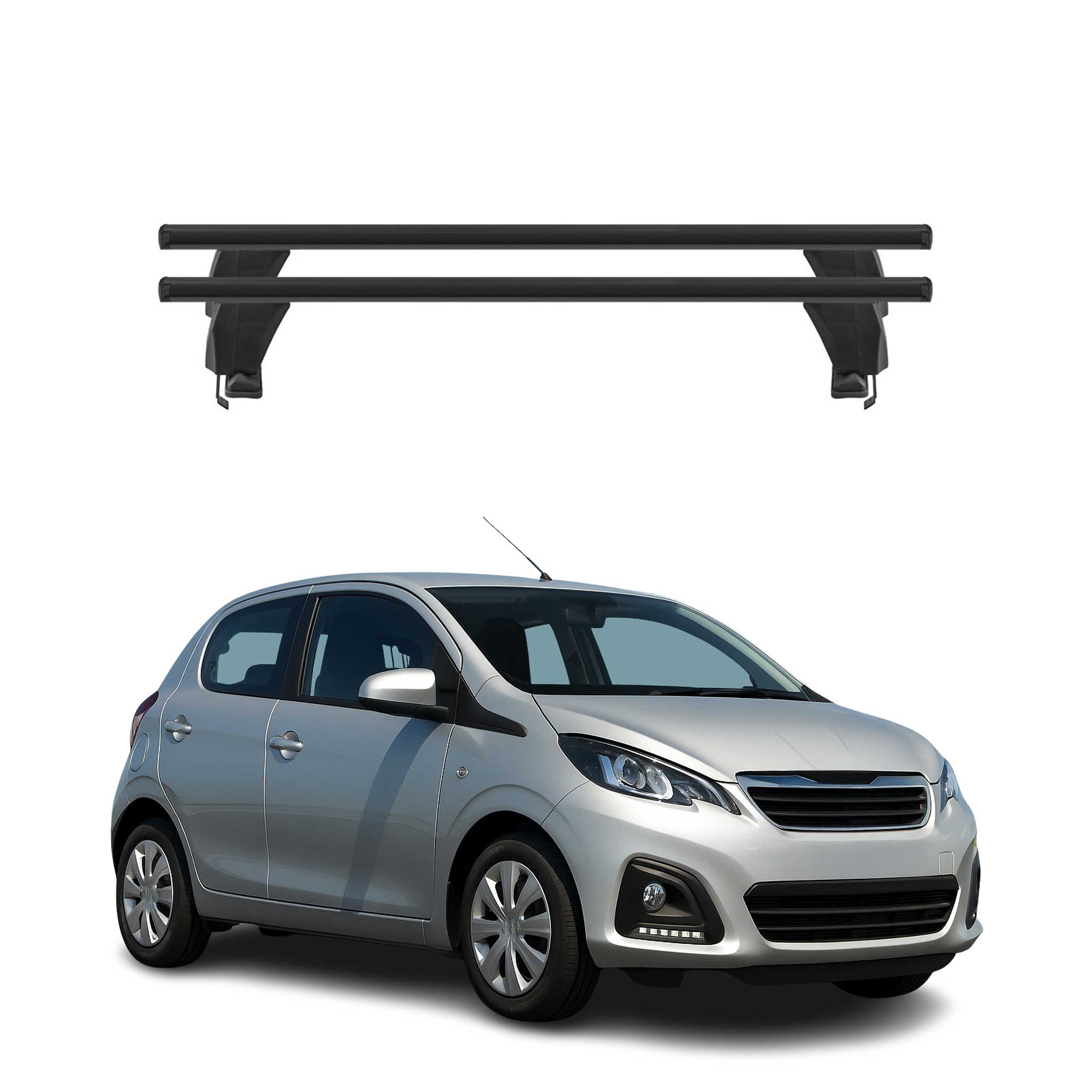 Menabo Dachträger Grundtäger für Peugeot 108 2014-2022 50kg Alu Schwarz 2 tlg