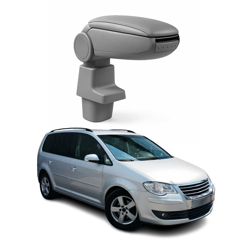 Mittelarmlehne Armlehne Mittelkonsole für VW Touran 2003-2015 PU-Leder ABS Grau