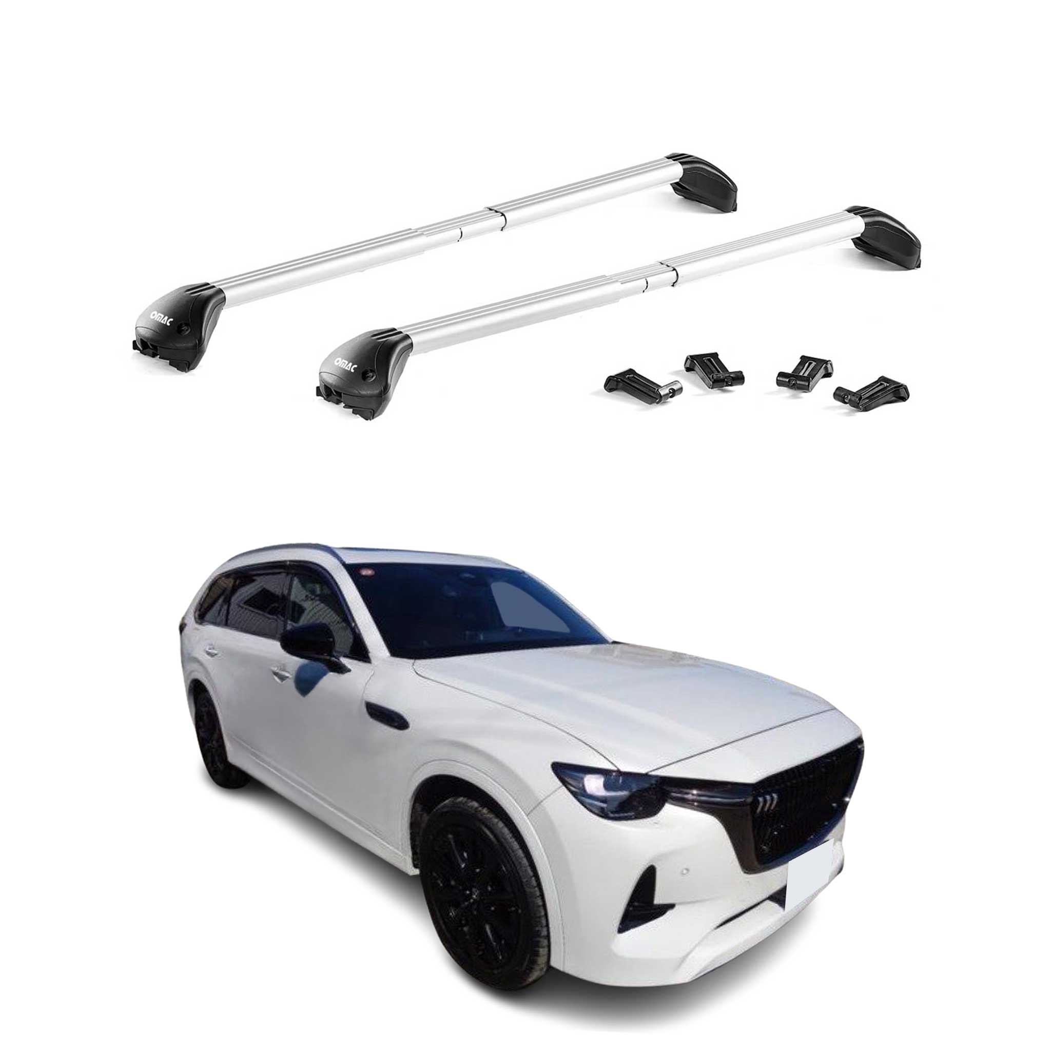 Dachträger Grundtäger für Mazda CX-80 2024-2026 100kg Aluminium Silber 2 tlg ABE
