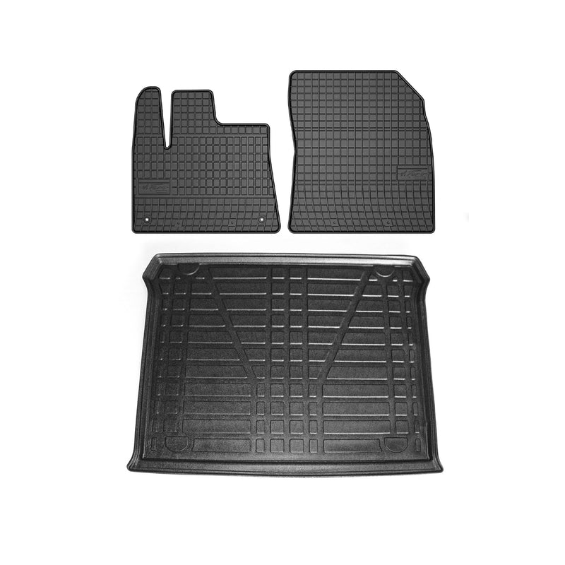 Fußmatten & Kofferraumwanne Set für Fiat Doblo 2010-2024 Gummi TPE Schwarz 3x