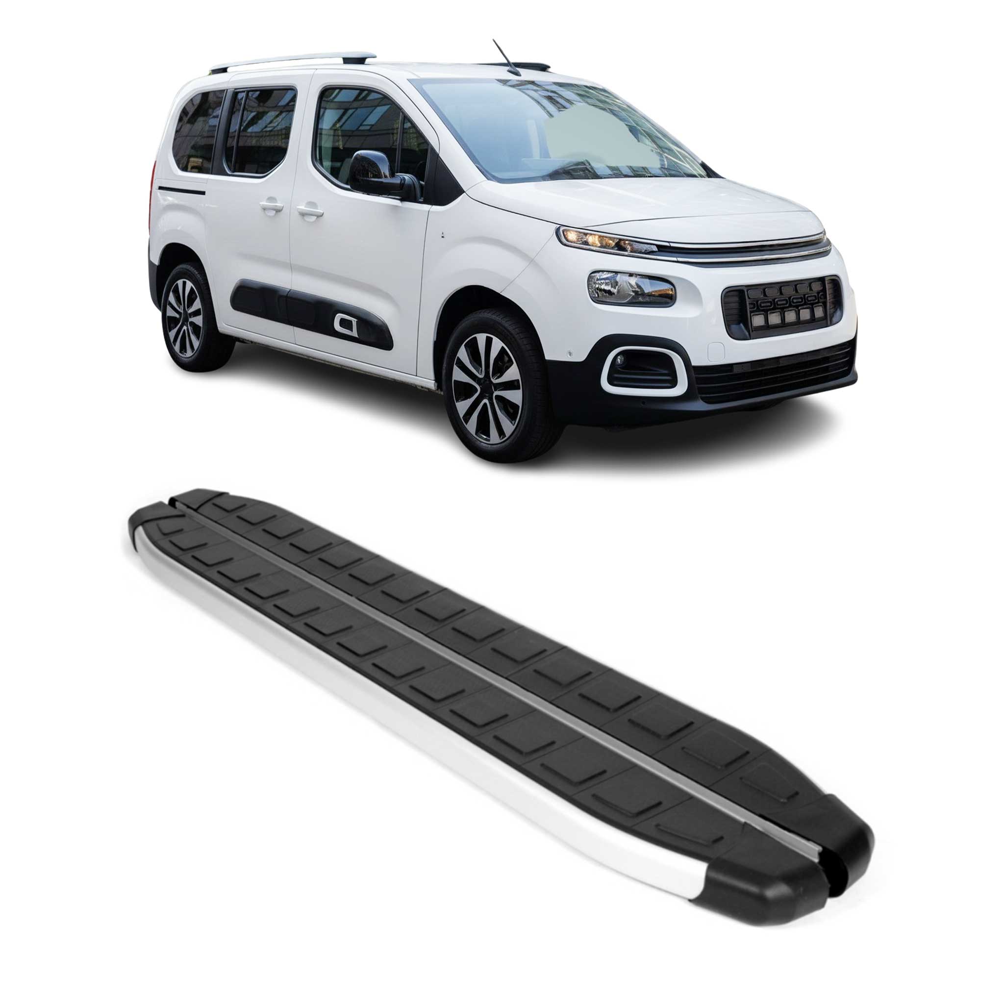 Trittbretter für Citroen Berlingo III 2018-2026 Kombi L1 Kurzer Schwarz-Silber