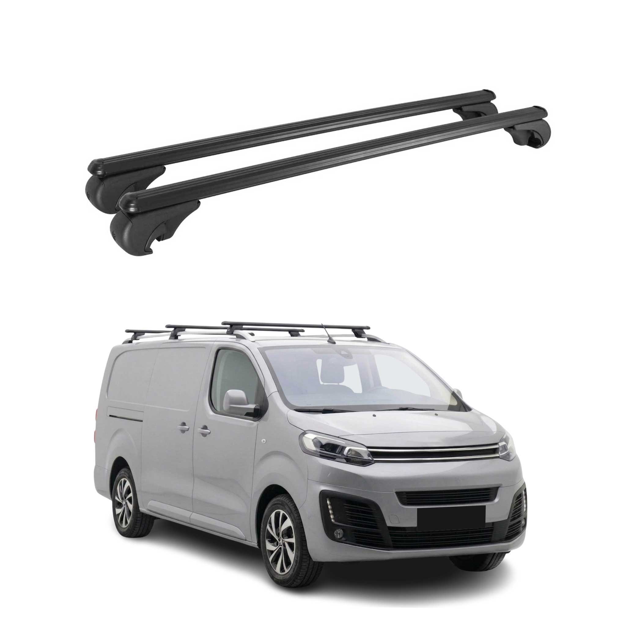 Dachträger Grundträger für Citroen Jumpy 2016-2026 TÜV Aluminium Schwarz 2tlg