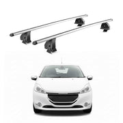 Alu Dachträger für Peugeot 208 I 2012-2019 3/5 Tür TÜV T-Nut 75 kg 2tlg Silber