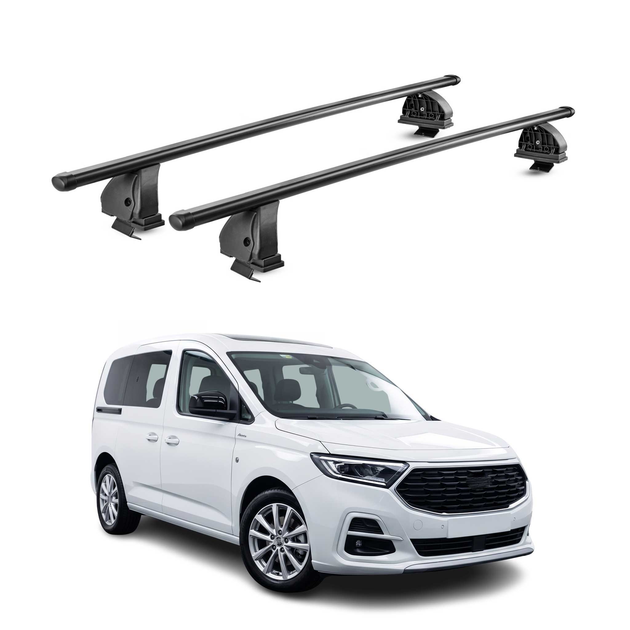 Stahl Dachträger für Ford Tourneo Connect III 2022-2026 TÜV Abschließbar Schwarz