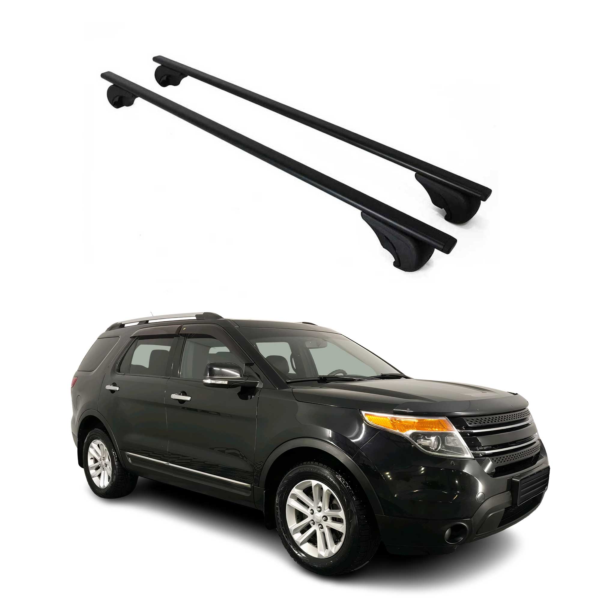 Dachträger Grundtäger für Ford Explorer 2011-2016 75kg Metall Schwarz 2 tlg