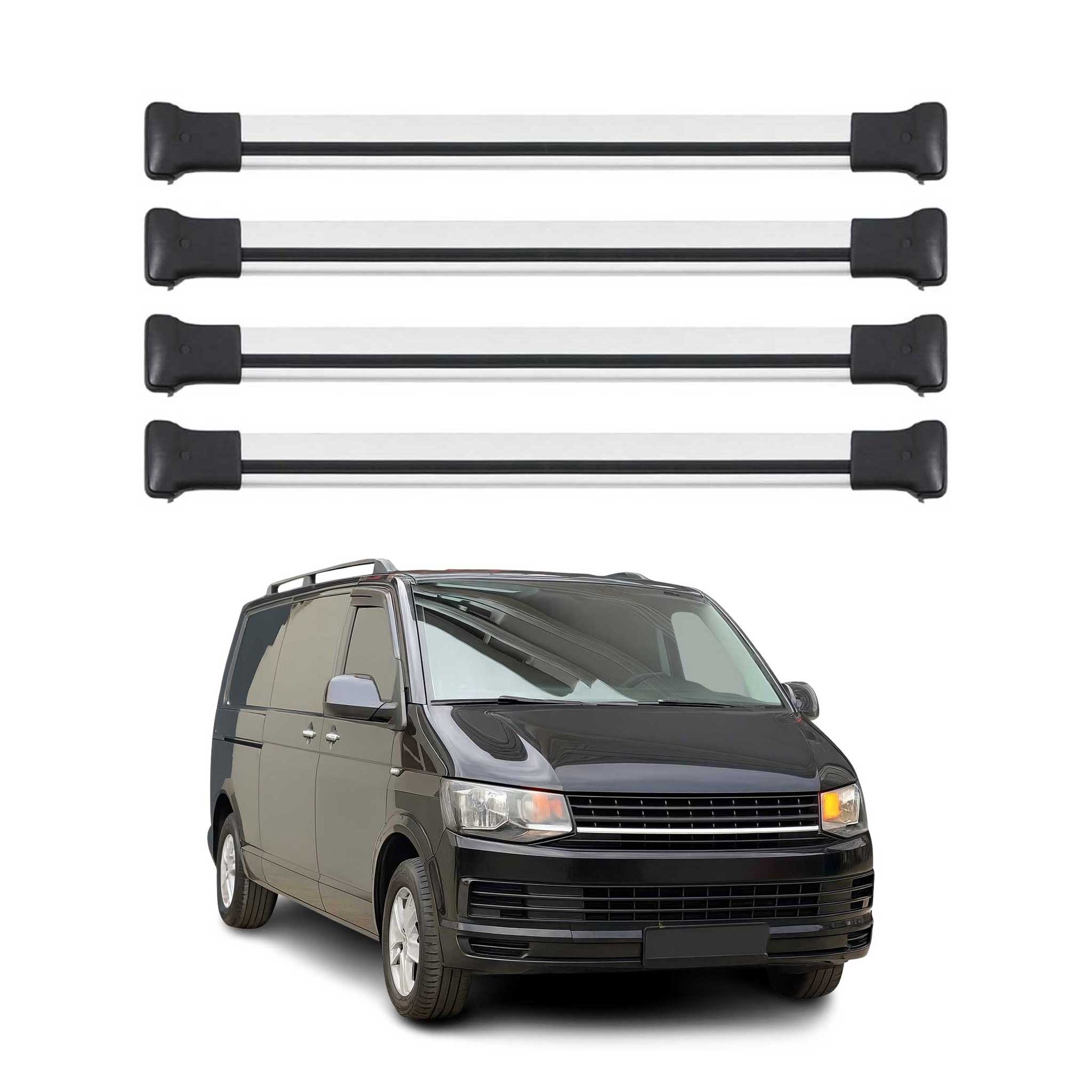 Dachträger für VW T5 T6 Transporter Multivan Caravelle 2003-2024 Alu Silber 4x