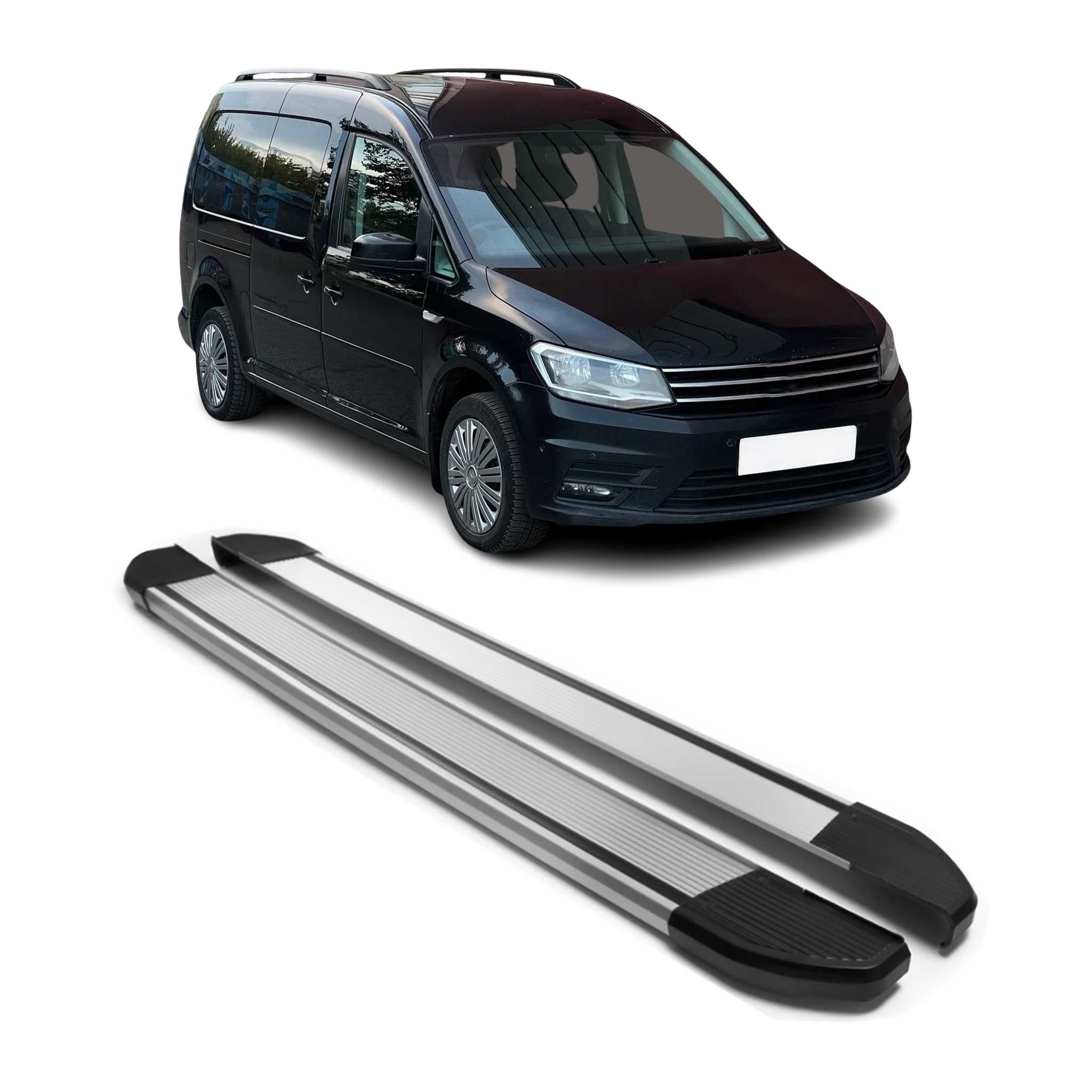 Alu Seitenschweller Trittbretter für VW Caddy Maxi 2015-2020 Silber 2tlg