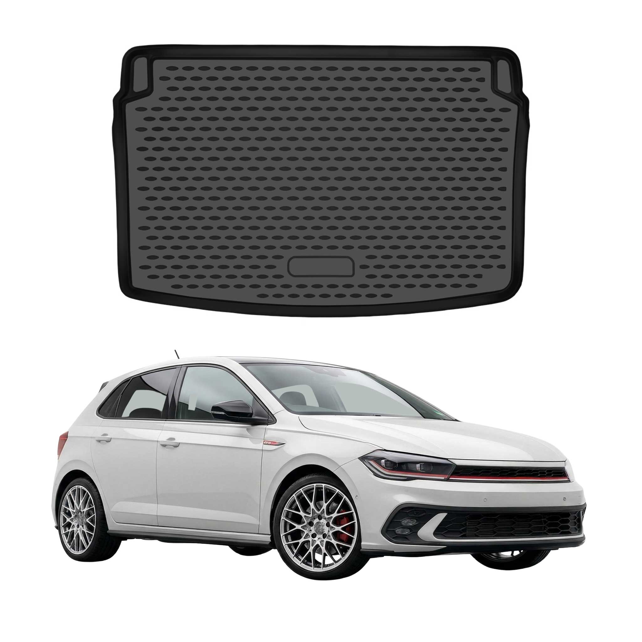 Kofferraummatte Laderaumwanne für VW Polo mk6 GTI 2022-2026 FL obere TPE Schwarz