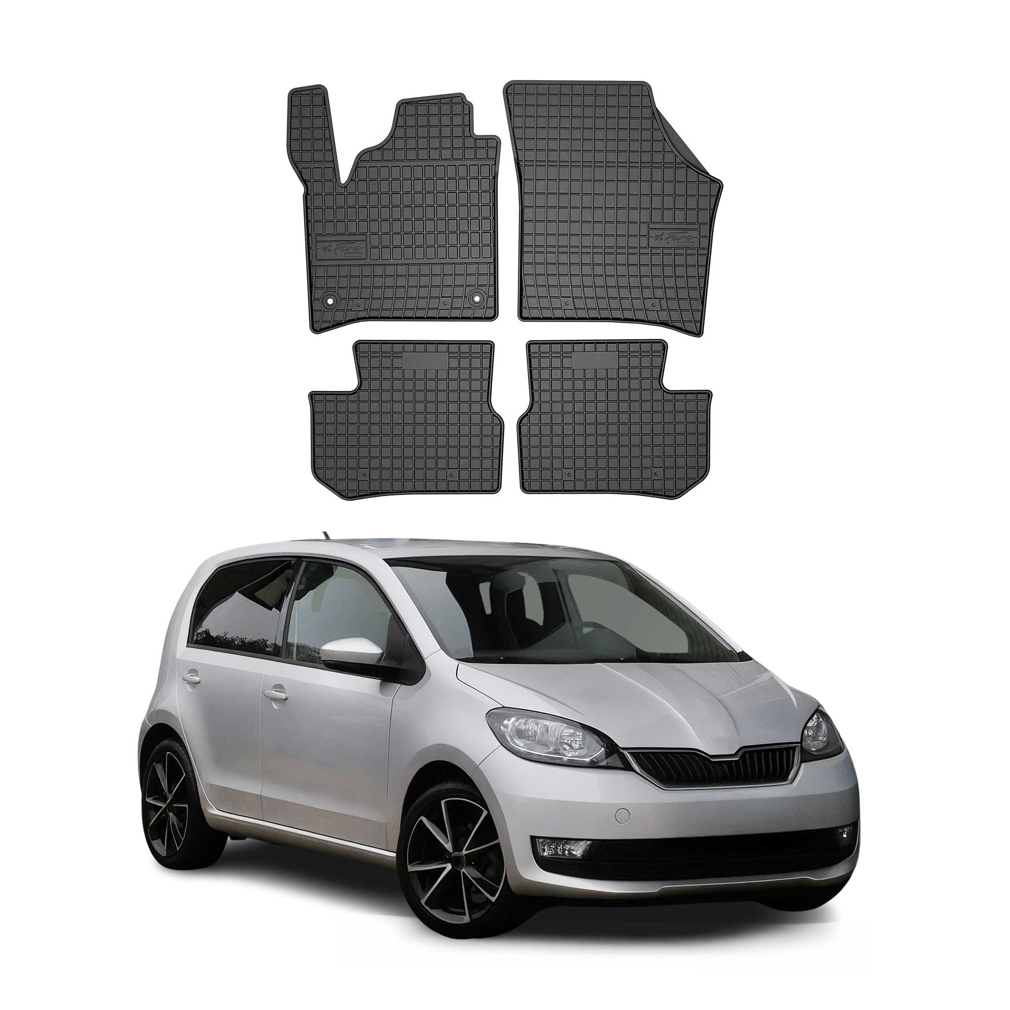OMAC Gummi Fußmatten für Skoda e-Citigo 2019-2021 Automatten Gummi Schwarz 4tlg