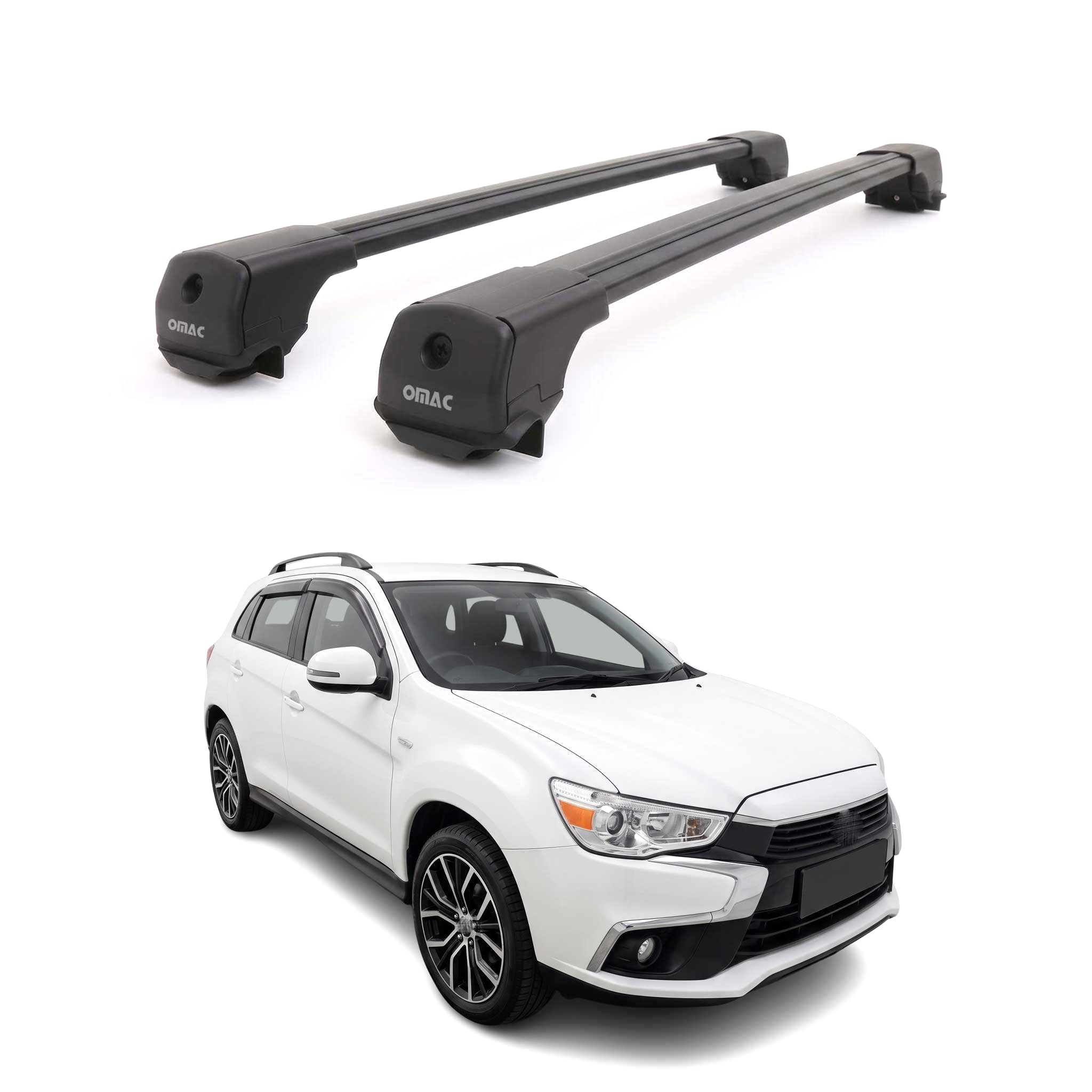 Dachträger Grundträger für Mitsubishi ASX 2010-2023 Aluminium 75kg Schwarz 2tlg