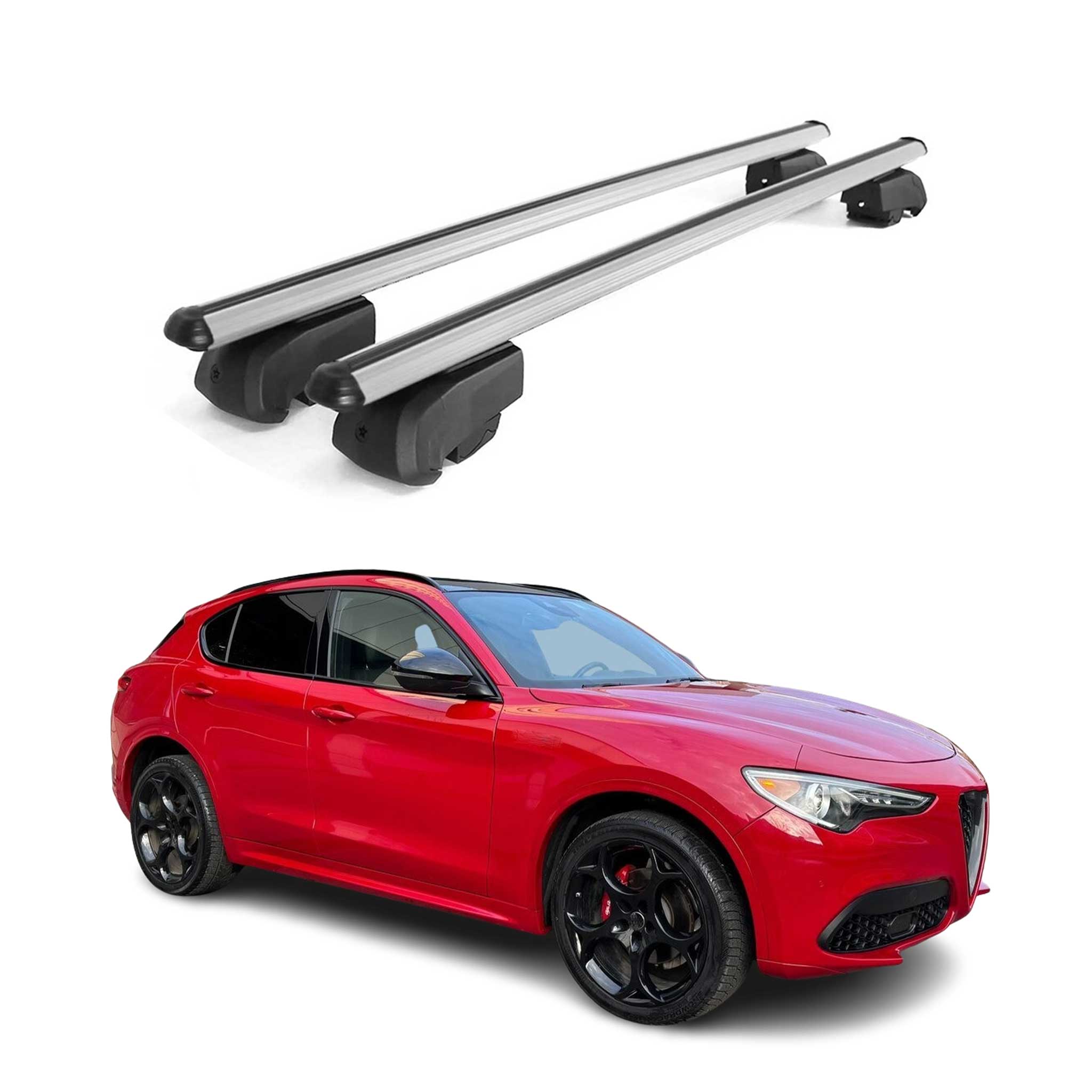 Dachträger Grundtäger für Alfa Romeo Stelvio 2016-2026 75kg Alu Silber 2 tlg