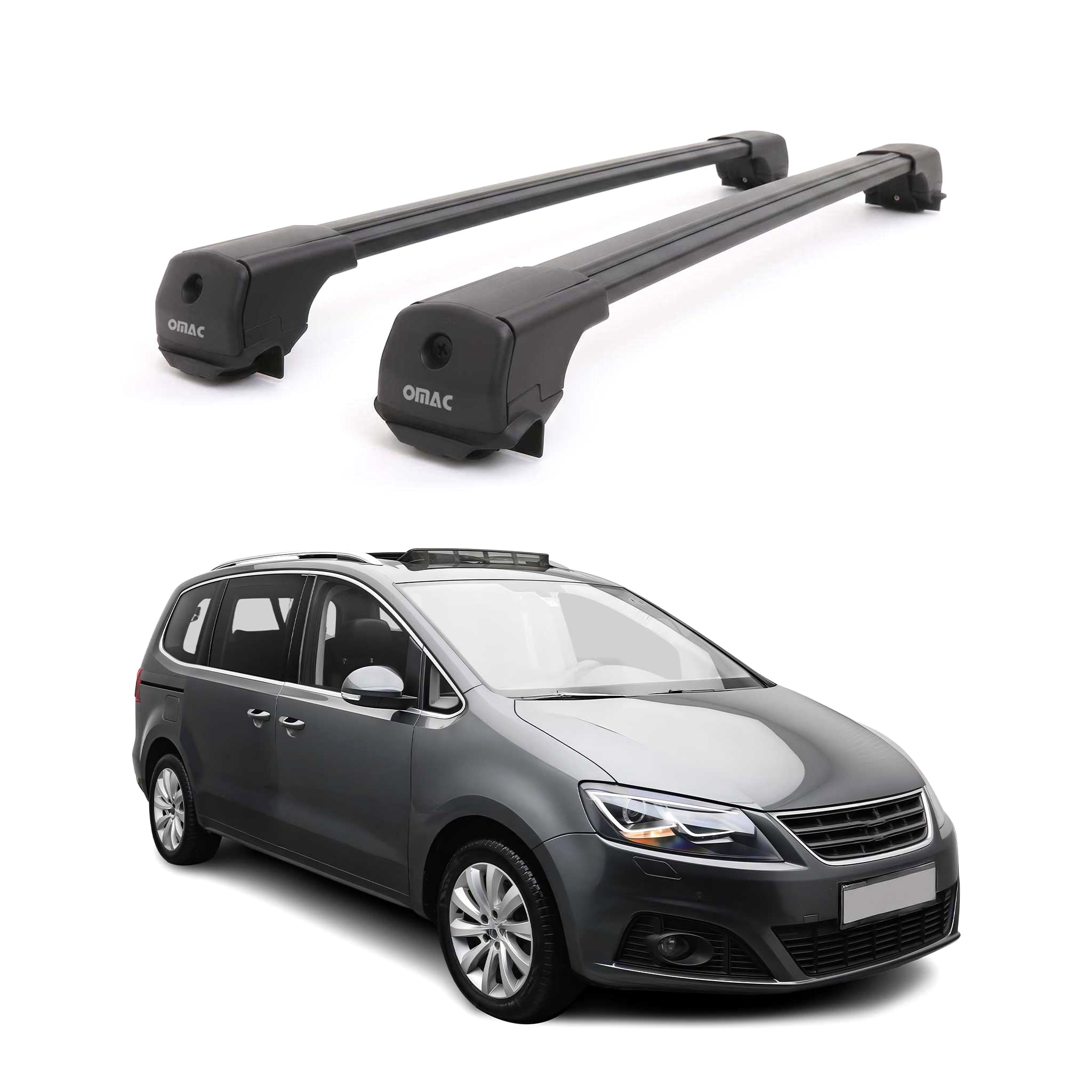 Dachträger Grundträger für Seat Alhambra II 2010-2020 Aluminium 75kg Schwarz 2x