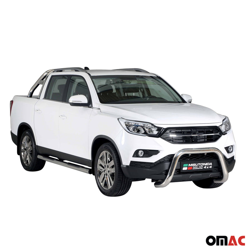 Frontbügel Frontschutzbügel für Ssangyong Musso 2018-2025 ø76mm Stahl Silber