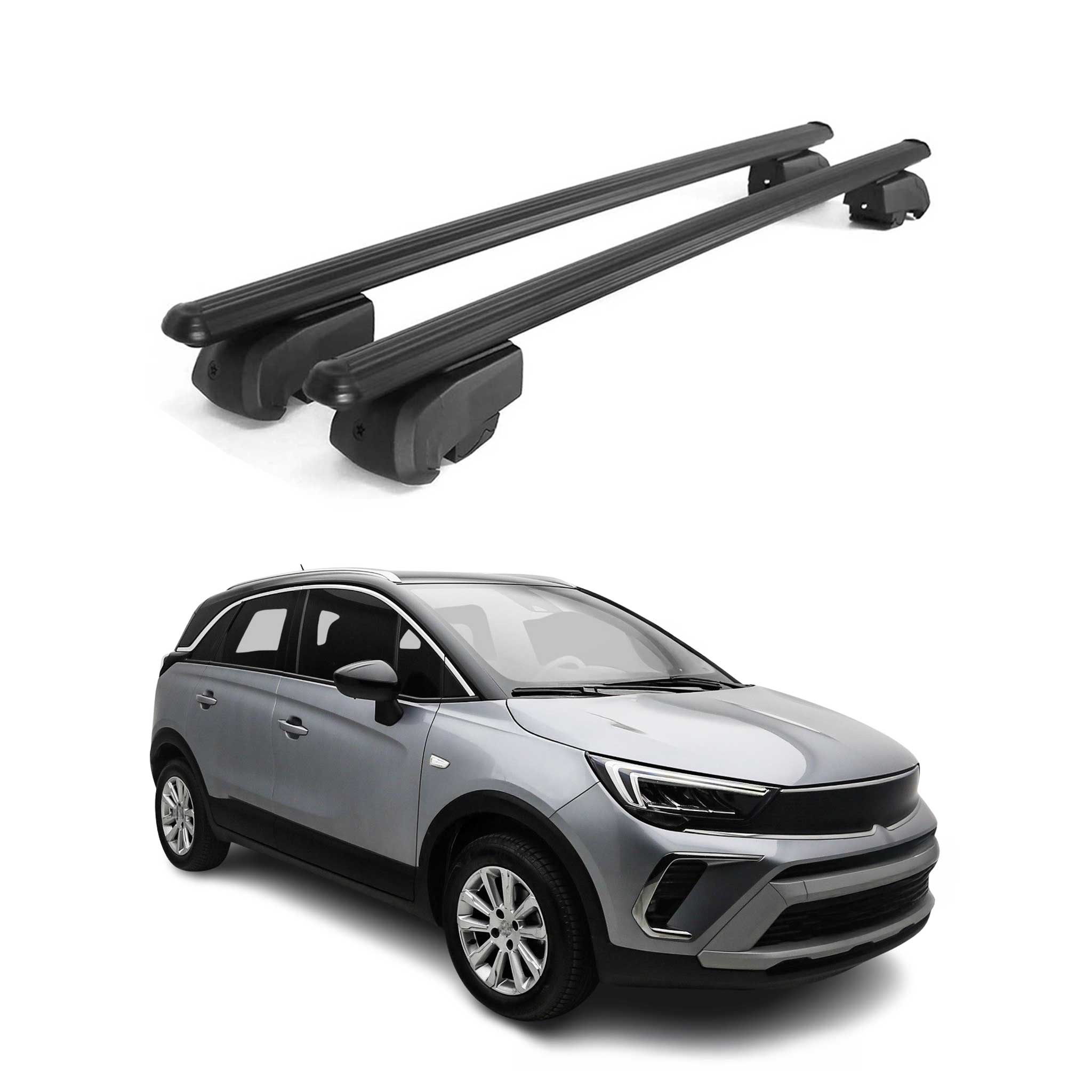 Dachträger Gepäckträger für Opel Crossland X 2017-2025 ABE Aluminium Schwarz