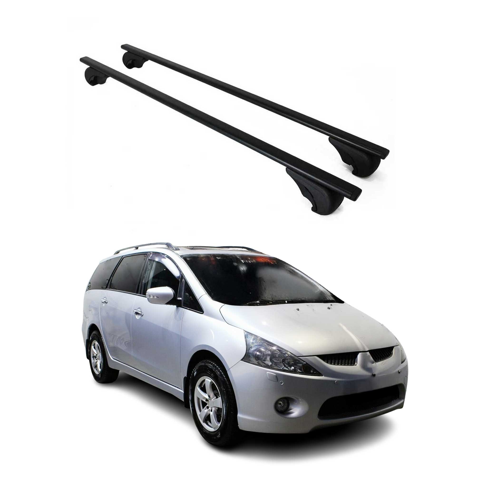 Dachträger Grundtäger für Mitsubishi Grandis 2004-2010 75kg Metall Schwarz 2 tlg