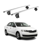 Alu Dachträger für Skoda Rapid 2012-2019 TÜV T-Nut Abschließbar 2tlg Silber