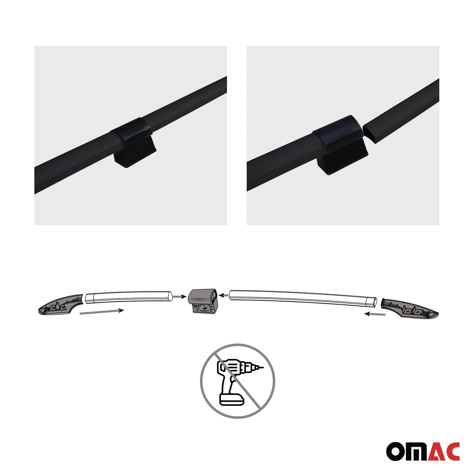 Dachreling für Mercedes Vito W639 2003-2024 L3 Extra Langer RS Schwarz Alu 2X