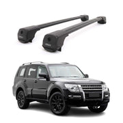 Dachträger Grundträger für Mitsubishi Pajero IV 2006-2021 Aluminium Schwarz 2tlg