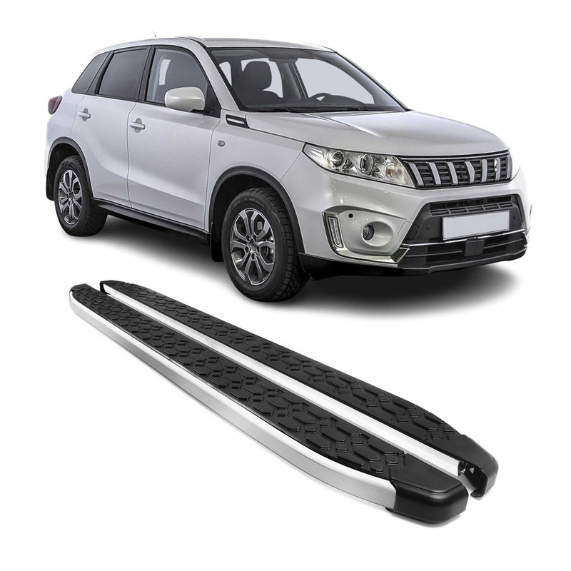 Alu Trittbretter Seitenschweller für Suzuki Vitara 2015-2025 Schwarz Silber 2tlg