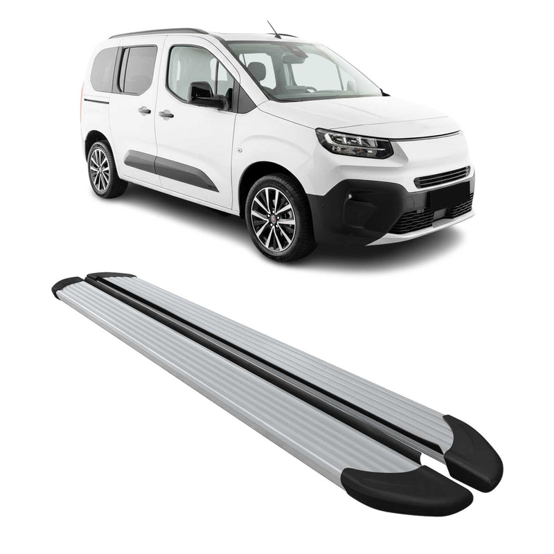 Trittbretter Seitenschweller für Fiat Doblo 2022-2025 Kombi L1 Alu Silber 2 tlg