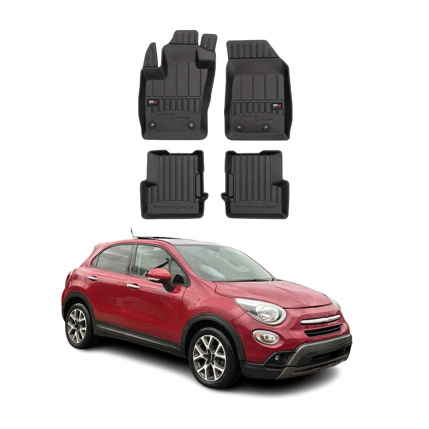 OMAC Gummi Fußmatten für Fiat 500X 2015-2026 Premium TPE 3D Automatten 4tlg