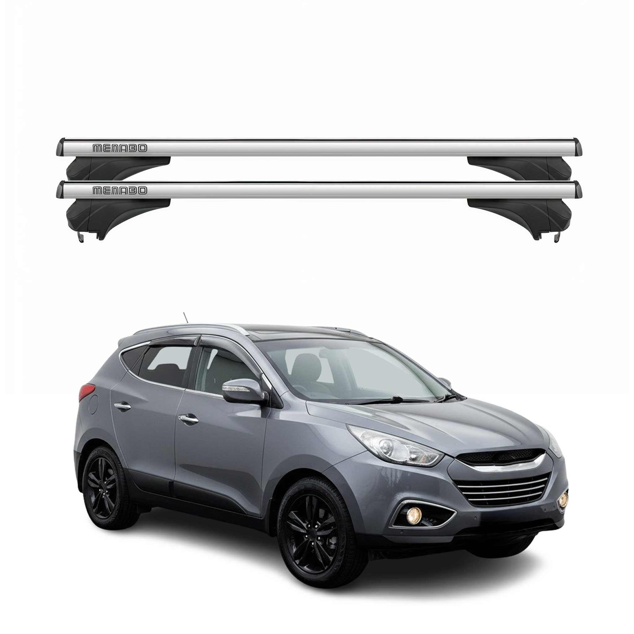 Menabo Dachträger Grundtäger für Hyundai iX35 2010-2015 Aluminium Silber 2 tlg