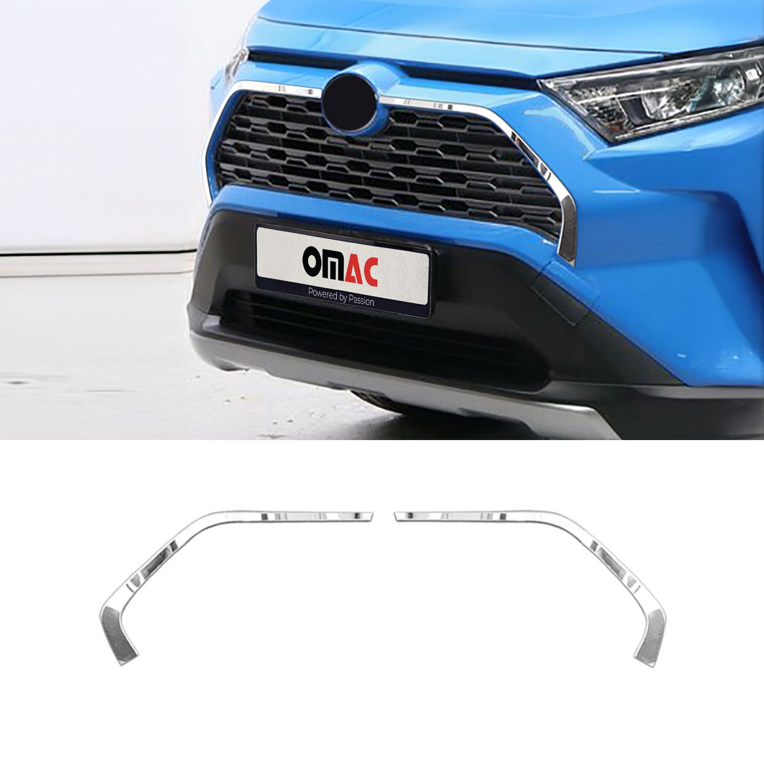 Kühlergrill Leisten Grillleisten für Toyota RAV4 2019-2025 Edelstahl Chrom 2tlg