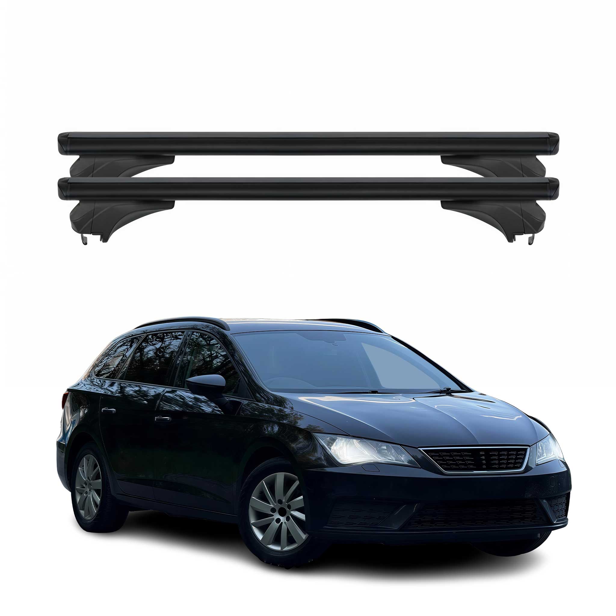 Menabo Dachträger Grundtäger für Seat Leon III 2012-2020 Aluminium Schwarz 2 tlg