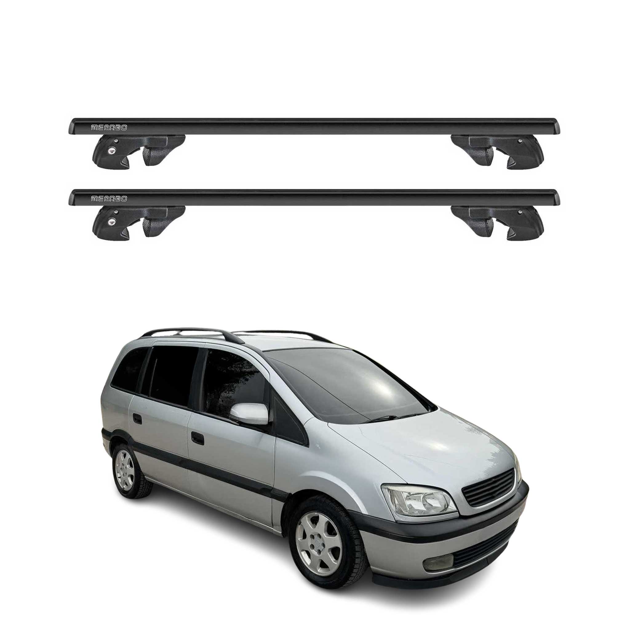 Dachträger Grundtäger für Opel Zafira A 1999-2005 Alu 90kg TÜV Schwarz 2tlg