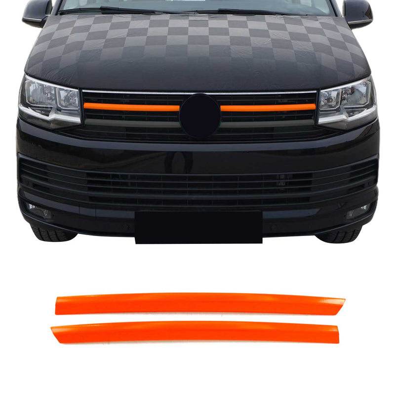 Kühlergrill Grillleisten für VW T6 2015-2019 Highline Edelstahl Orange 2tlg
