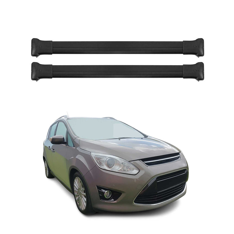 Dachträger Grundtäger für Ford Grand C-Max 2010-2019 75kg Alu Schwarz 2 tlg