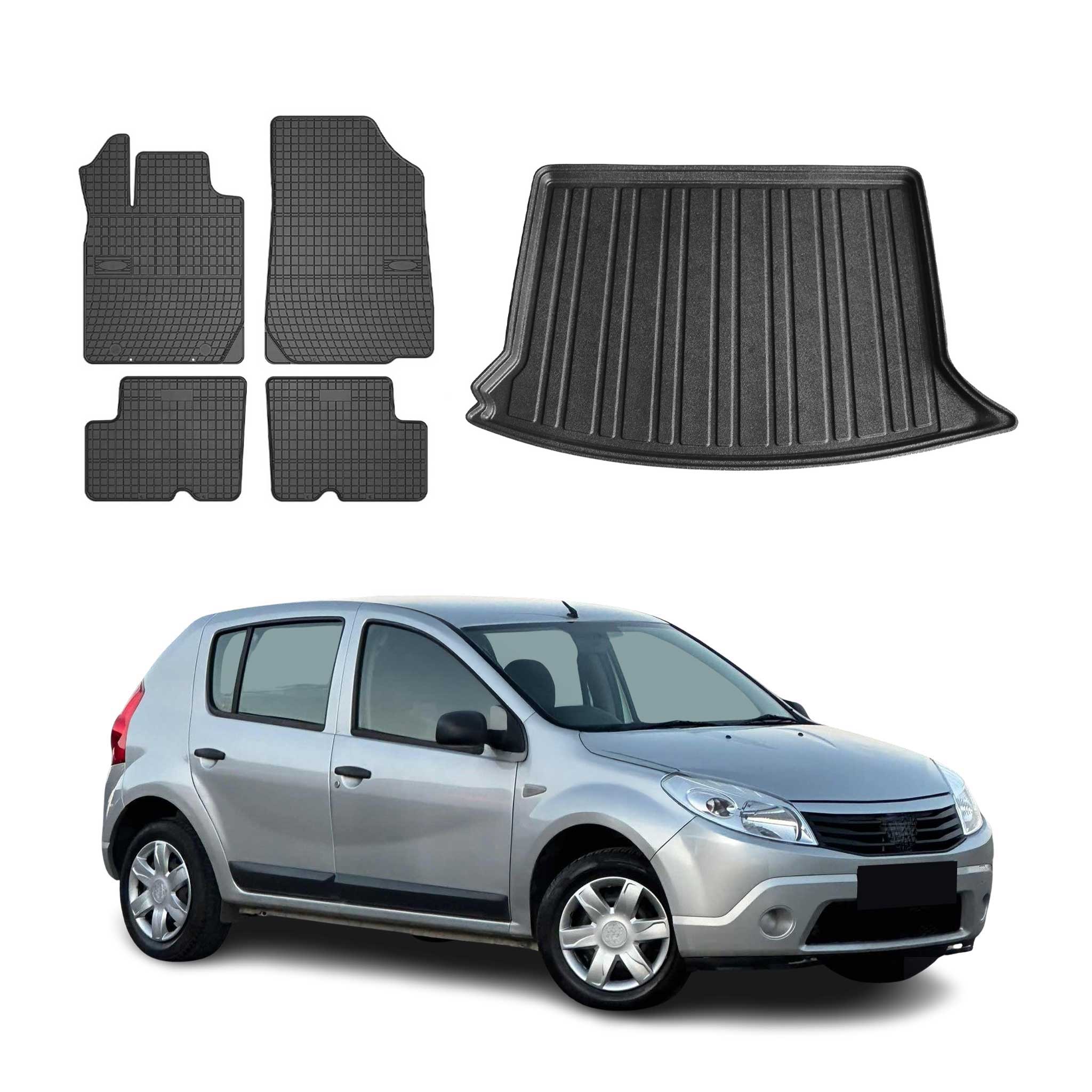 Fußmatten & Kofferraumwanne Set für Dacia Sandero 5tür 2008-2012 5tür Gummi